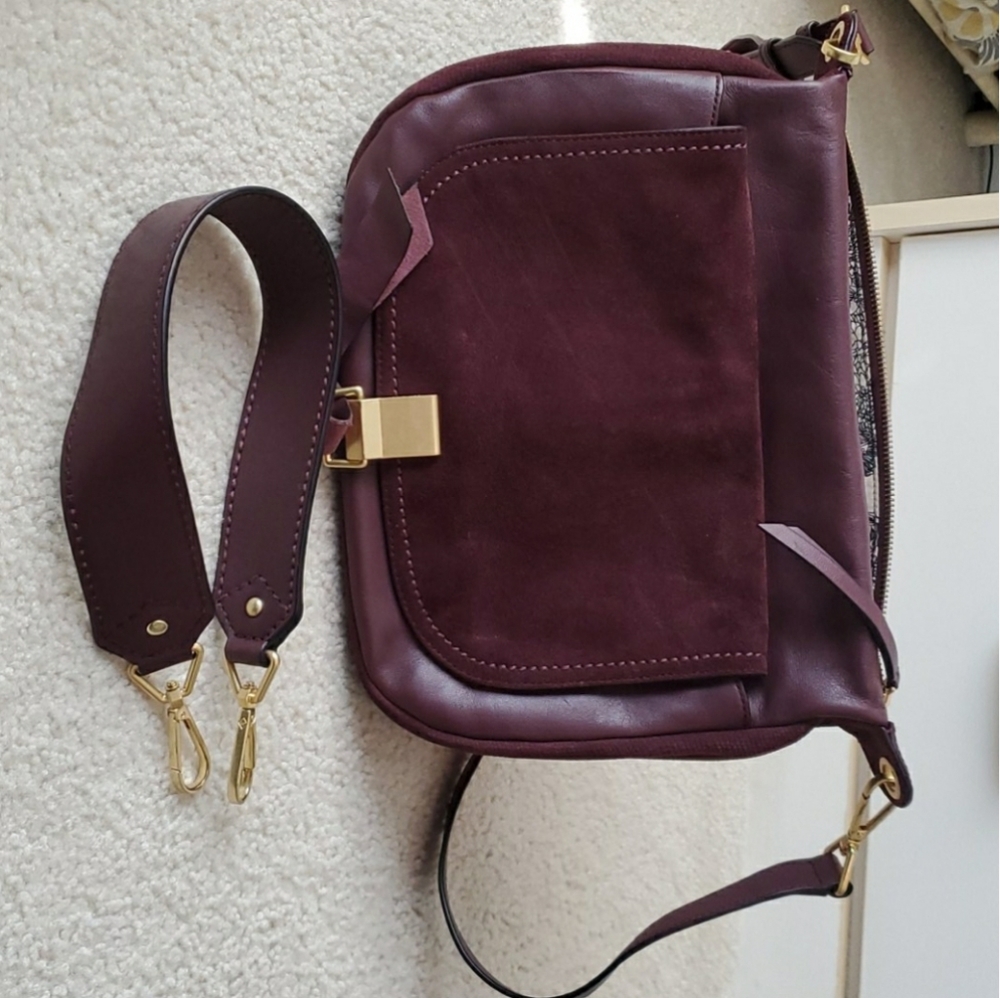 Vera Bradley Dark Maroon Leather Shoulder Bag